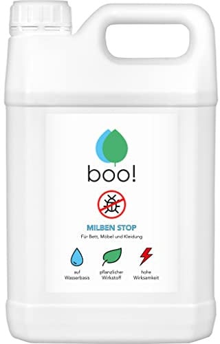boo! Milben-Spray - Schutz vor Milben Mit Langzeitwirkung - Hochwirksames Insektizid Auf Wasserbasis - 5 Liter