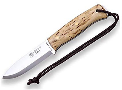 joker Coltello da caccia Ember Scandi CL122, lama da 10,5 cm in acciaio Sandvik 14C24N, mango betulla riccia, fodero in pelle, per la pesca, la caccia, il campeggio e l'escursionismo