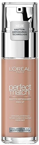 L'Oréal Paris Make up, Flüssige Foundation mit Hyaluron und Aloe Vera, Perfect Match Make-Up, Nr. 8.5.D/8.5.W Toffee, 30 ml