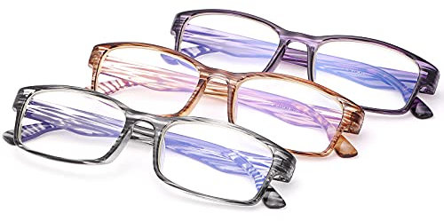 Un Pack de 3 Gafas de Lectura Mujer Hombre Gafas Bloqueo Luz Azul 3 piezas Anti Luz Azul con Protección UV400 Unisex Anteojos Para Lentes de Aumento Leer Ver Cerca Presbicia - Ligeras,Comodas Lectores