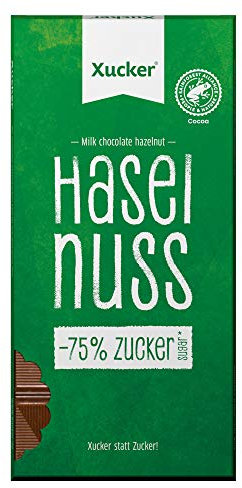 Xucker Haselnuss Schokolade mit Xylit - Leckere Vollmilch-Schokolade mit Haselnuss und Xylitol Zuckerersatz I 20% knackige Haselnüsse & 38% Kakao Anteil (80g)