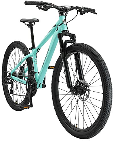 BIKESTAR Hardtail Aluminium Mountainbike Shimano 21 Gang Schaltung, Scheibenbremse 27.5 Zoll Reifen | 14 Zoll Rahmen Alu MTB | Mint