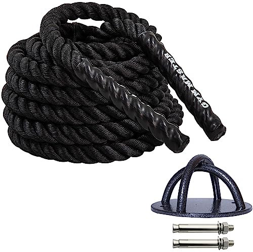 GYM MASTER Battle Rope and Double Hoop Ground | Wall Anchor For Strength Training Battling Workouts - 9M