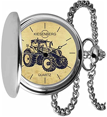 KIESENBERG Taschenuhr Vintage Silber Persönliches Geschenk für New Holland T8 Genesis Traktor Trecker Herren Uhr TA-5708
