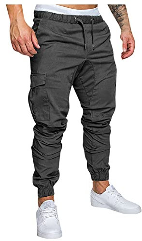 Hosen Herren Baggy Cargohose Sporthose Slim Fit Trainingshose Zip Off Hose Outdoorhose Regenhose Regular Slim Track Trackpants Herrenjeans Hosen C-Dunkelgrau 5XL 517