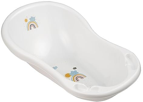 keeeper Rainbow Ergonomische Babywanne mit Stöpsel, Ab 0 bis ca. 12 Monate, 84 cm, Maria, Weiß
