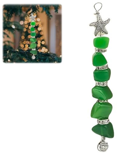 Vordpe Sea Glass Christmas Tree Ornament, Starfish Crystal Christmas Pendant, Creative Unique Christmas Decoration, for Christmas, Party Birthday Gift, Home Decor(A)