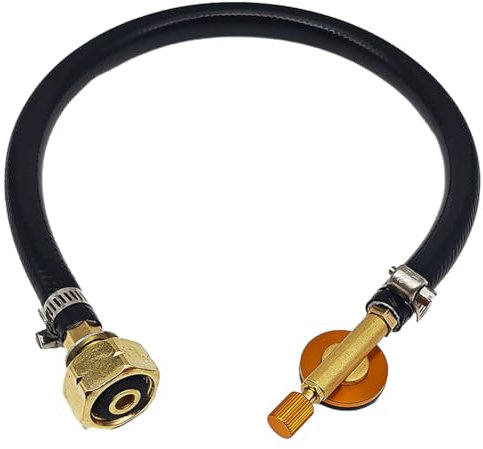 Fiorky Outdoor Camping Propane Cylinder Filling Adapter with Valve Gas Flat Coupler Adaptor Copper Gas Stove Cylinder Filling Adapter Gas Adapter Connection Hose for Camping Hiking