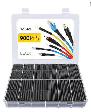 900PCS Gaine Thermorétractable Gaine Thermique Heat Shrink Tube Gaine Retractable Isolation Electrique Tube de Câble D'enveloppe Thermorétractable pour Fil Electrique Câbles isolants Contraction 2:1