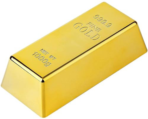 Fake Gold Bar Bullion Doorstop,Door Stop in Gold Bar Shape Paperweight Golden Wedge Safe Doorstop for Home Office Decoration