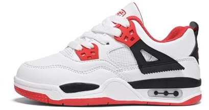 Scarpe da Basket per Bambini, Scarpe da tavola Casual per Ragazzi e Ragazze, Scarpe Sportive, Scarpe per Bambini (Bianco Rosso,38)