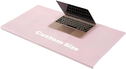 Office Schreibtischunterlage aus Leder mit L-förmigem Frontprofil, großes Mauspad mit Kantenschutz, wasserdichte, glatte Schreibunterlage für Laptop-Tastatur (Rosa, individuelle Größe)