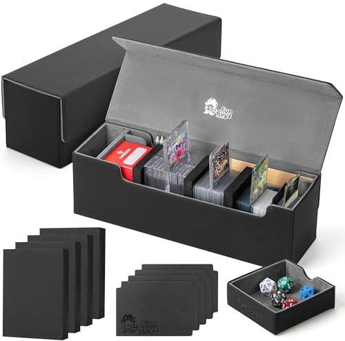 FunGuys Card Deck Box for Trading Card Storage, Toploader Storage Box, MTG Deck Box Commander holds 500+ Cards with Dice Tray and Dividers, TCG, Magic the Gathering