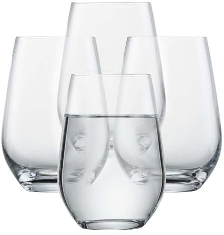 SCHOTT ZWIESEL Wasserglas Forté (4er-Set), vielseitig einsetzbare Trinkbecher, spülmaschinenfeste Tritan-Kristallgläser, Made in Germany (Art.-Nr. 123618), Klar, Kristall