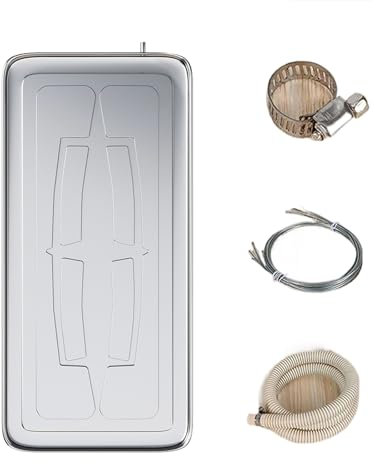 Recogedor Agua Aire Acondicionado Bandeja de Goteo para Aire Acondicionado con Salida de Drenaje Material de Acero Inoxidable Bandeja de Agua de la Unidad Exterior del Aire Acondicionado(100 x 47cm)