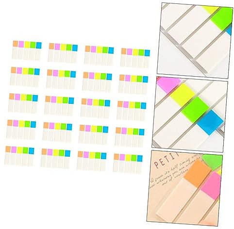 Tofficu 20 Sets Transparente Aufkleber Farbige Seitenmarkierungen Aufkleberetiketten Neonlicht