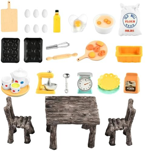 Dhqkqg Miniatur Wichtel Zubehör, 1/12 Miniatur Puppenhaus Küche Backset Zubehör Puppenhaus Möbel, Miniatur Puppenhaus Zubehör, Wichtel Zubehör Backen Set, Miniatur Puppenhaus Zubehör für DIY