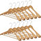 MELA'S Wooden Wide Clothes Hanger, Natural Wood, Pack of 12, Non-Slip, for Stable Jacket, Suit, Shirts, Extra Wide Shoulders, Trouser Bars, 45 x 23 x 5.5(Natural)