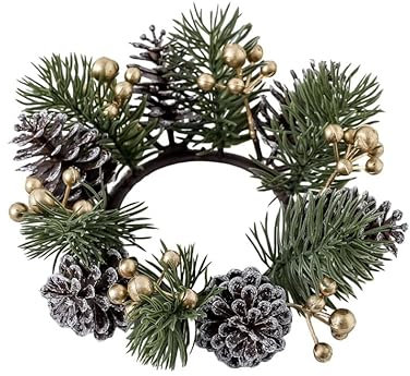 Weihnachtskranz Tür Weihnachtsdeko - Weihnachtskranz Haustür Adventsgestecke Weihnachts-Kranz Weihnachtsdeko, Weihnachtsdeko Aussen (Gold, 20x20cm)