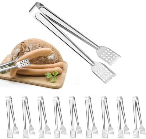 JINTANG 10 pcs pinze da cucina,7 pollici pinze cucina acciaio inox professionali,pinze barbecue Chef Acciaio Inox Multifunzione,per Barbecue Cottura Insalata Grigliare Servire