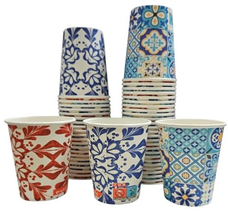 Terryshop74 Kit 100 bicchieri XXXL 250 ml in carta per bevande calde e fredde cappuccino the birra bibite (Maiolica)