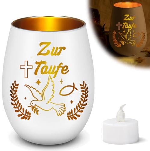 Windlicht mit Gravur Taufe, Geschenk zur Taufe Mädchen Junge, Teelichthalter mit Gravur für Taufdeko, Kleine Geschenke zur Taufe, Besondere Geschenke für Kommunion, Windlicht Personalisiert (XL)