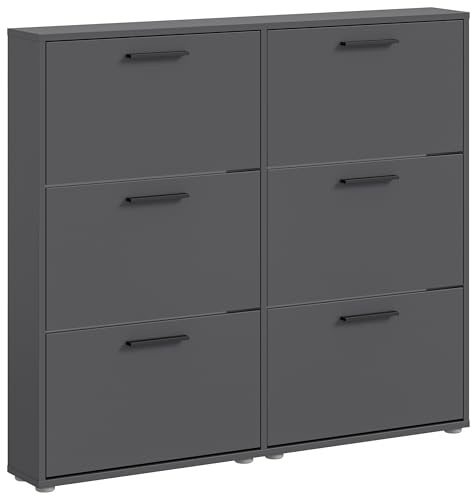 möbelando Schuhkipper >See< in Anthrazit - Praktisches Schuhregal Schuhschrank zur platzsparenden Aufbewahrung von Schuhen - Schuhkommode 116 x 103 x 17 cm (B/H/T)