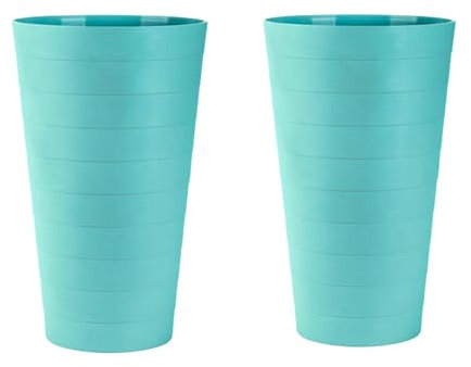 Mypicompany. Maceteros Decorativos Interior y Maceteros Grandes Exterior - 2X Macetas Grandes Verde Turquesa (50 cm) Macetas Plastico con Drenaje - Tiestos para Plantas, Jardín, Terraza y Balcón