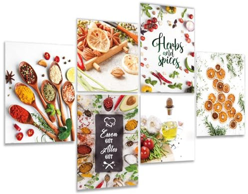 6er Set Wandtattoo Küche Gewürze- Wandtattoo Küche mit Sprüche Selbstklebend -Essen gut Alles gut- Wandaufkleber Wandbild für Deko Restaurant Küche Flur Wohnzimmer Schlafzimmer Wohnzimmer (G2)