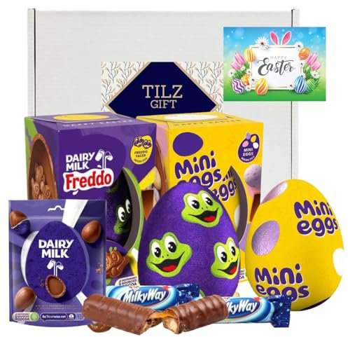 Chocolate Egg Bundle - Medium Chocolate Eggs - Chocolate Eggs Bundle For Kids - Cad White Buttons, Mini Egg, Freddo, and Dairy Milk Bag