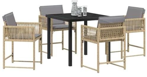 vidaXL 5-piece garden dining set with cushion beige polyrattan