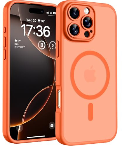 TOCOL für iPhone 16 Pro Max Hülle, Kompatibel mit MagSafe, Orange | Vollständiger Kameraschutz Handyhülle, Eingebauter Magnetring Case, Militärschutz Stoßfest Kratzfest Haltbarkeit Phone Cover