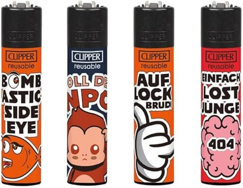 Clipper® 4er Einfach Lost Collection Lighter Flints Feuerzeug + 1 Sticker High Zombie