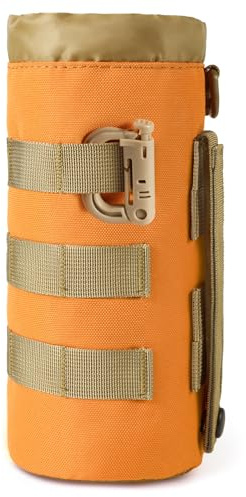 FRTKK Tactical MOLLE Water Bottle Pouch with Drawstring Open Top & Mesh Bottom, Military Water Bottle Holder Bag Sports Travel Hydration Carrier