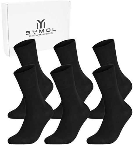 SYMOL 6 Paires Chaussettes Diabetiques Homme Femme Sans Elastique & Sans Couture 39-54 Extra Large Convient aux Personnes âgées,Femmes Enceintes,Gonflement des Pieds Avec Boîte-Cadeau.