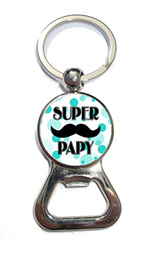 porte clé décapsuleur super papy idée cadeau original, noël, fête, anniversaire