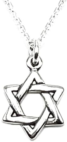 925 Sterling Silver Star of David Charm Faith Charm Necklace 18