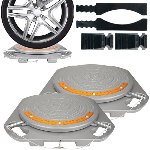 AutoSolo Drehteller für die Achsvermessung - 4 Tonnen Tragkraft, Messingskala-Drehplatten für die DIY-Vorderachsvermessung mit Bonuszubehör (Ein Paar)