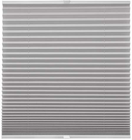 Plissee auf Maß für alle Fenster Montage Glasleiste Blickdicht mit Spannschuh Sonnenschutzrollo Silber Breite: 61-70 cm, Höhe: 40-100 cm