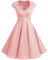 Bbonlinedress Robe Femme de Cocktail Vintage Rockabilly Robe plissée au Genou sans Manches col carré Rétro Blush 2XL