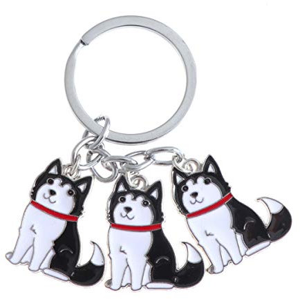 VOSAREA hund anhänger schlüsselanhänger niedlich husky auto schlüsselanhänger welpen tasche handtasche brieftasche charme anhänger rucksack zubehör pet schmuck für hundeliebhaber (schwarz)