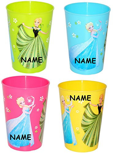alles-meine.de GmbH 10 Stück Trinkbecher/Becher - FROZEN - die Eiskönigin - bunte Farben - 280 ml - incl. Name - auch als Zahnputzbecher/Malbecher - Küche Essen Kind - ..