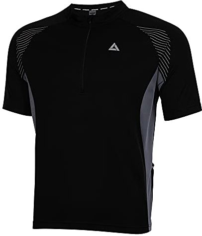 Airtracks Herren Fahrradtrikot Kurzarm Team II Radtrikot Jersey Bike Radler Shirt Atmungsaktiv Schnelltrocknend Reflektierend Größen XS S M XL XXL - schwarz - M