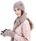LumiSyne Winter 3 In 1 Mütze Schal Handschuh Sets Für Herren Damen Exquisite Jacquard Einfarbig Schal Beanie Strickmütze Touchscreen Handschuhe Fortschrittlicher Weicher Chenille Stoff (Rosa)