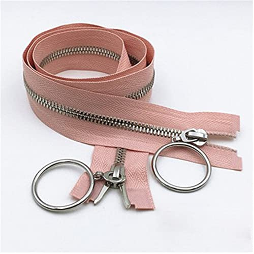 Tuanie Lnanqing-Chiusure Lampo 80/100 / 120 cm Doppio cursore a Doppio Attacco Argento con Cerniera in Metallo Fai da Te Artigianale per Indumento di Stoffa, Multiuso e Durevole