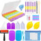 TOPSEAS Diamond Painting Accessoires,126 Pièces Outils de Peinture Diamant,avec Boîte de Rangement Diamant, Point Stylo Rapide, Pincettes, Colle, Plateau en Plastique