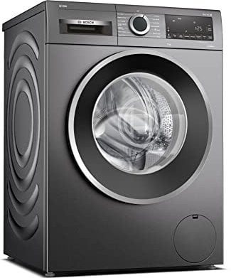 Bosch Home & Kitchen Appliances Bosch WGG244ARGB Washing Machine, Automatic dosing with i-DOS, Speed Perfect, AntiStain, ActiveWater Plus, EcoSilence Drive, Grey, Serie 6, Freestanding, Graphite, 9 kg