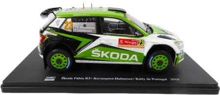 OPO 10 - Miniaturauto im Maßstab 1/24, kompatibel mit Skoda Fabia R5 ROVANPERA - Rally de Portugal 2019 - RVQ10