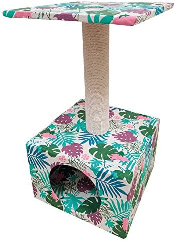 Croci Tropical Cave - Rascador Alto de Columna de 55 cm con Perrera para Gatos Adultos Grandes y pequeños, rascador de árbol, Accesorios y Juegos para Animales, Juego calmante para Gatos
