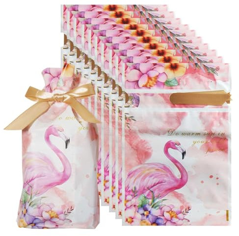 Hwtcjx 20 Stück Geschenktüten, Plätzchentüten, Geschenktüten Geburtstag, Tüten Kindergeburtstag, Mitgebsel Tüten, Bunte Geschenktüten, für kindergeburtstag, Party, Weihnachten (Flamingo)